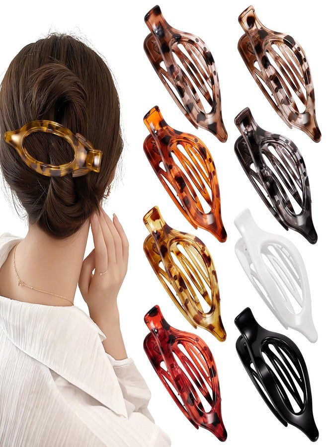 Obeoby 8 PCS Flat Hair Clips for Women, French Duckbill Flat Claw Clips for Thin Thick Hair Barrettes Accessories Medium Large (Tortoiseshell) - Image 1